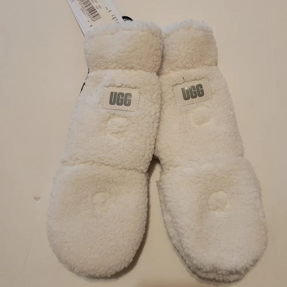 UGG Faux‎ Sherpa/leather Flip Mittens NWT L/XL Rare Skiing Outdoors Cold Weather